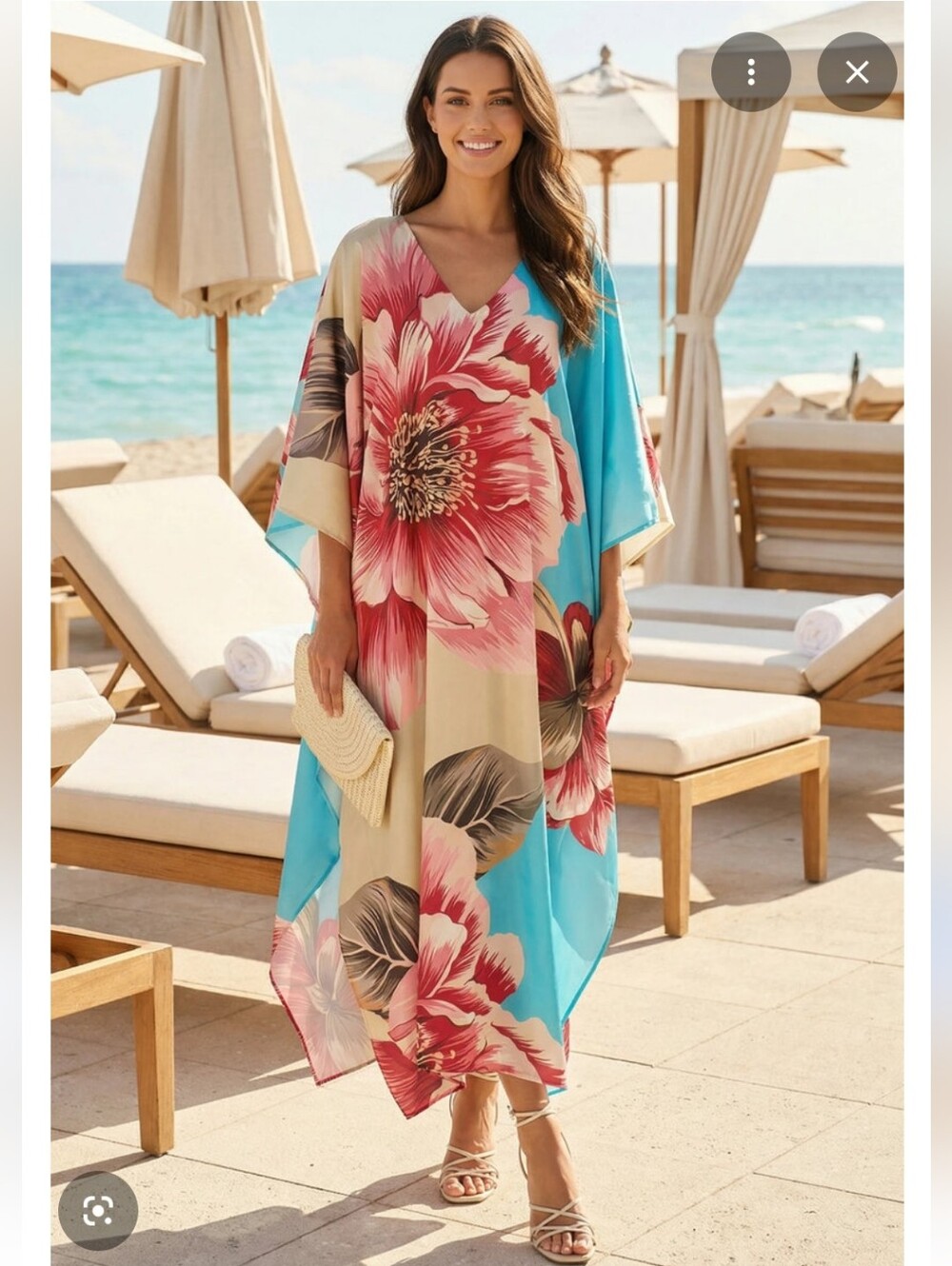 Julian Chang Floral Maxi Dress in Blue & Pink